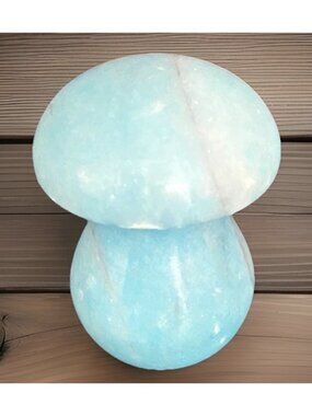 Vintage 1960s Mushroom Paperweight Blue Marble Stone Desk Retro Mod Ikea Sweden